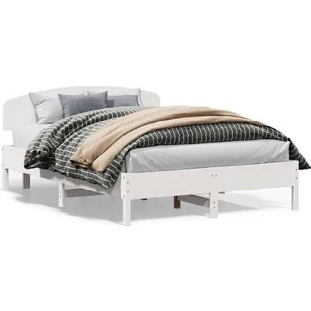 Sängram utan madrass vit 160x200 cm massiv furu