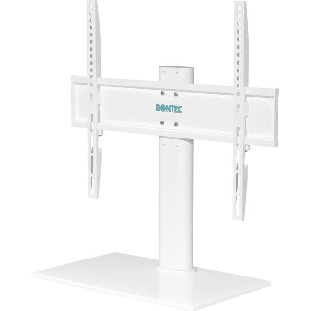 BONTEC Universal Table Top Pedestal TV Stand with Bracket for 26?-55? LCD/LED TVs-Height Adjustable TV stand with 8mm Tempered Glass Base & Cable