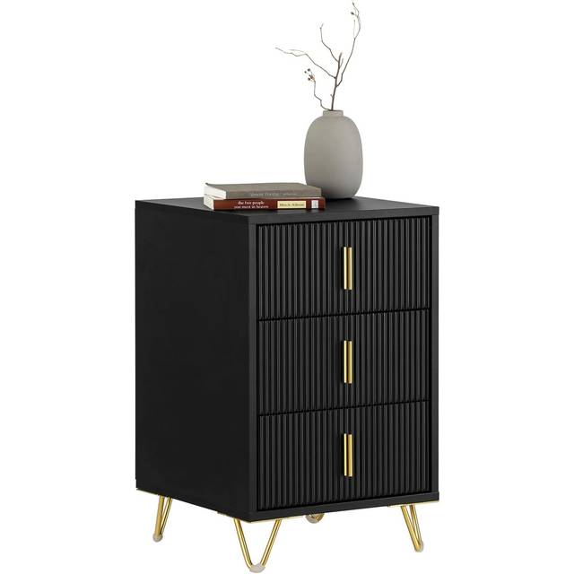 SoBuy Nattduksbord med 3 lådor Soffbord Sidobord Sängbord FBT115-L-SCH