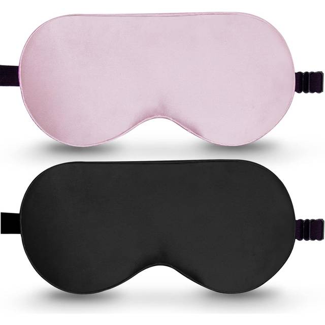 Silk Sleep Mask, 2 Pack Mulberry Silk Eye Mask with Adjustable Strap, Sleeping Aid Blindfold for Nap, BeeVines Eye Sleep Shade Cover, 100% Blocks