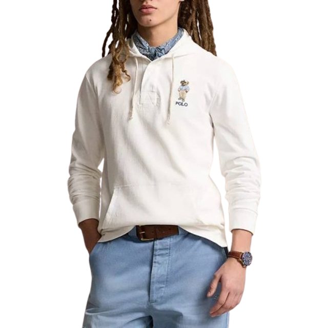 Polo Ralph Lauren White Polo Bear Rugby Hoodie - HMGWY BEAR - M