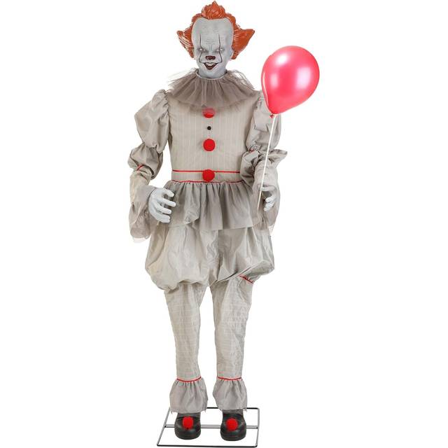 6FT Animated IT Pennywise Clown Halloween Prop | Horror Movie Decoration - Black&#47;Gray&#47;Red (One-Size)