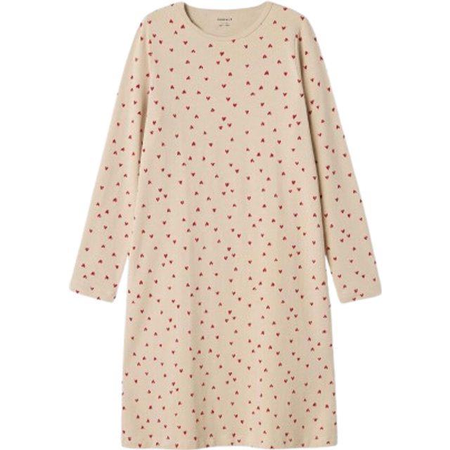 NAME IT Nkfnightgown Ls Peyote Hearts Noos |Beige |86/92
