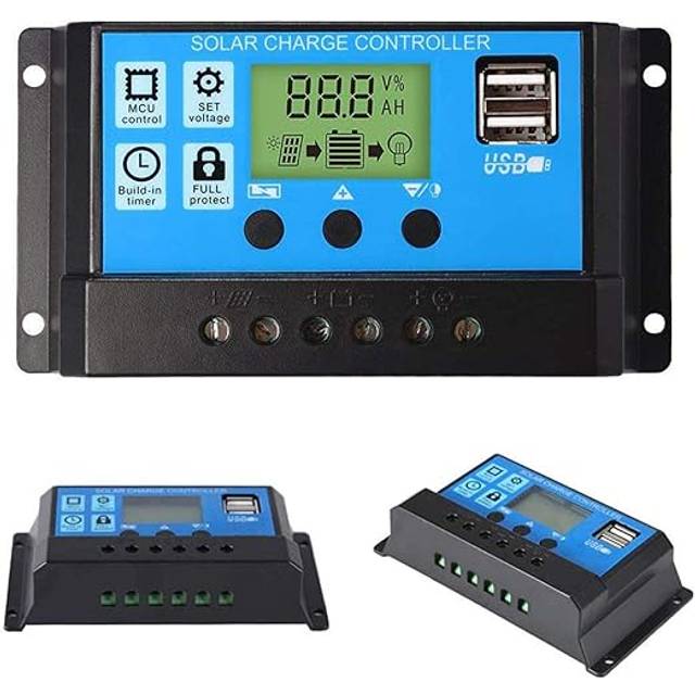ZHITING 12 V/24 V solpanelregulator laddningsstyrenhet 30 A PWM LCD-skärm USB-port