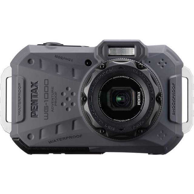 PENTAX WG-1000 (grå) vattentät digital kompaktkamera, designad för avslappnad utomhus- och undervattensfotografering, vattentät till ett djup av 15 meter, i upp till en timme