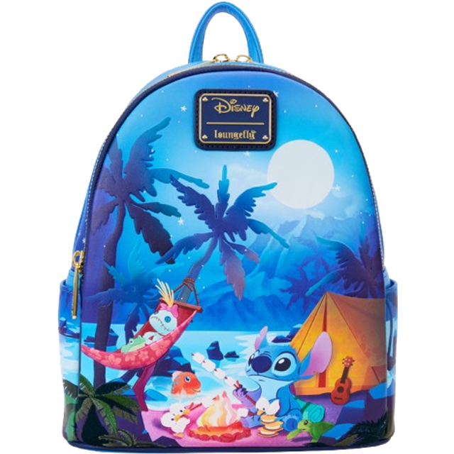 Stitch Camping Cuties Glow Loungefly Backpack - Blue&#47;Orange&#47;Pink (One-Size)
