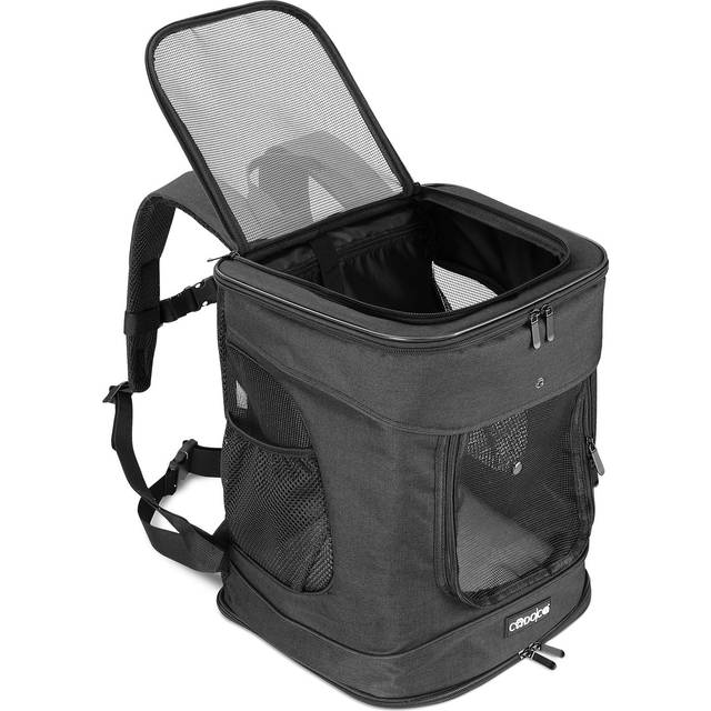 Backpack Pet Carrier Ideal Transport Bag For Cats and Dogs High Wearing Comfort Up to 20kg Capacity Adjustable Straps With Lead & Waist Belt Black