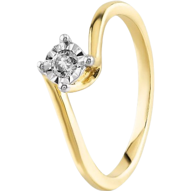 9ct Yellow Gold 0.10ct Diamond Solitaire Twist Ring THR32092-10 N