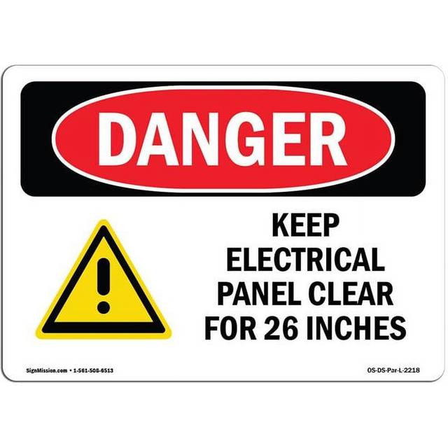SignMission OS-DS-A-1218-L-2218 12 x 18 in. OSHA Danger Sign - Keep Electrical Panel Clear