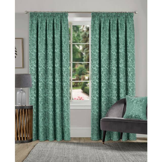 Home Curtains Buckingham Pair of Standard Lined Curtains - Green