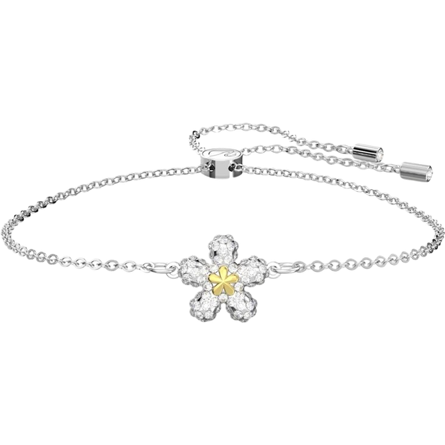 Tough bracelet, Flower, White, Mixed metal finish - OS