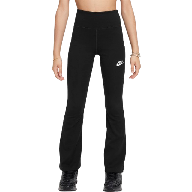 Nike Sportswear Classic Girls' High-Waisted Flared Leggings - Black - Cotton/Polyester/Elastane
