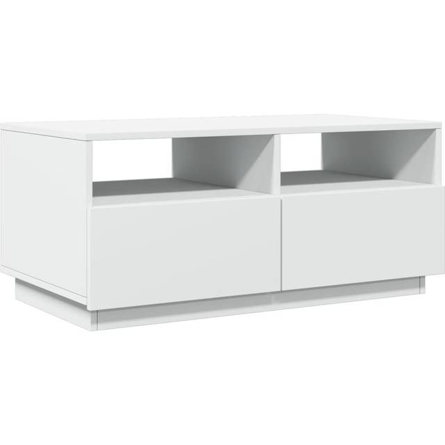 vidaXL Coffee Table with LED Lights White 90x49x40 cm