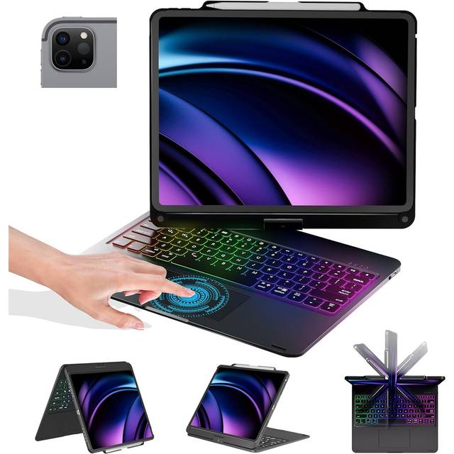 Fodral för iPad Pro 12,9 tum 6:e generationen 2022 med tangentbord och pekplatta, kompatibelt med iPad Pro 12,9 tum 5:e generationen 2021/4:e generationen 2020/3:e generationen 2018