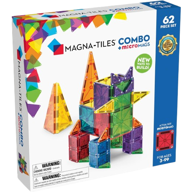 Magna-Tiles Combo + microMAGS - 62 pc. - Building & Construction for Ages 3 to 9 - Fat Brain Toys