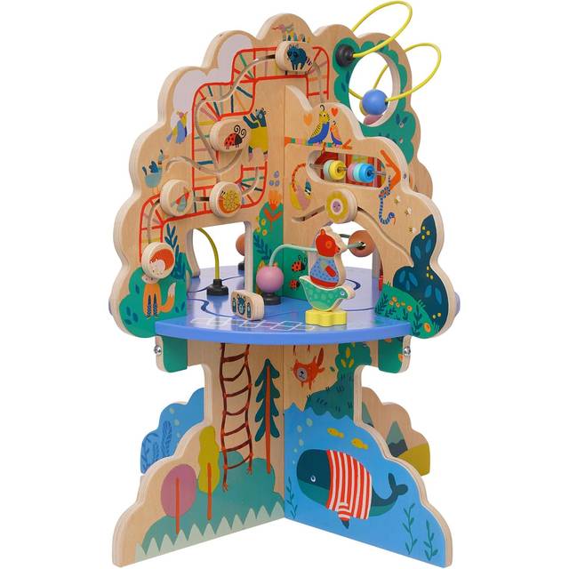 Manhattan Toy 160810 Playground Adventure Wooden Toddler Activity Center with Gliders, Abacus Track, Spinners, Spring Toys and Bead Runs, Multico