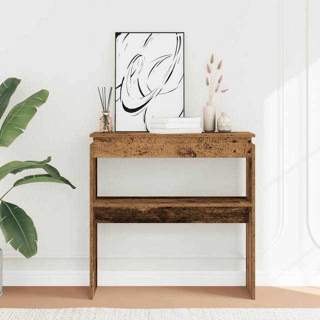 Konsolbord åldrat trä 80x30x80 cm konstruerat trä
