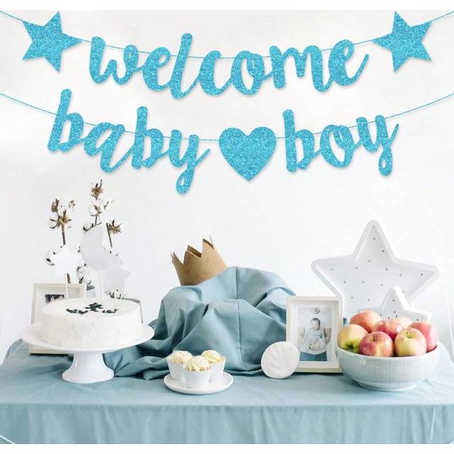 SHEIN Welcome Baby Girl Boy Banner Baby Shower Pull Flag Gold Glitter Letters Party Decoration For Baby Arrival Party Flagbaby Shower Family Decorations Gif