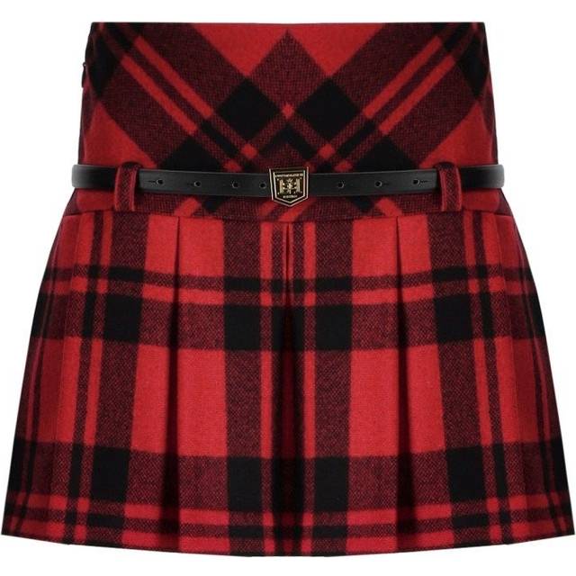 ELISABETTA FRANCHI TARTAN BELTED SKIRT