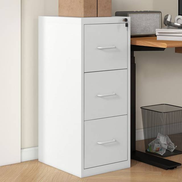 HOMCOM 3 Drawer Filing Cabinet Steel File Cabinet for A4 Letter Size Cream