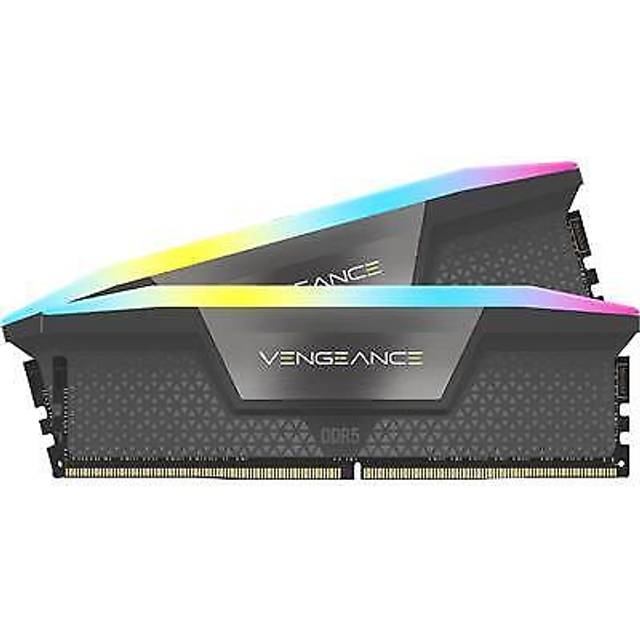 CORSAIR VENGEANCE RGB DDR5 32GB (2x16GB) DDR5 6000MHz CL36 AMD EXPO Intel XMP iCUE Kompatibelt datorminne – Grå (CMH32GX5M2E6000Z36)