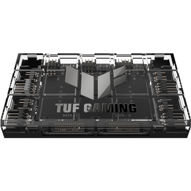 ASUS TUF Gaming ARGB PWM-fläktnav (6 x portar för PWM-husfläkt och ARGB-kontroll, 2 x SATA-strömkontakter, synkroniserar kylning och ljuseffekter, magnetisk montering, strömvisning)