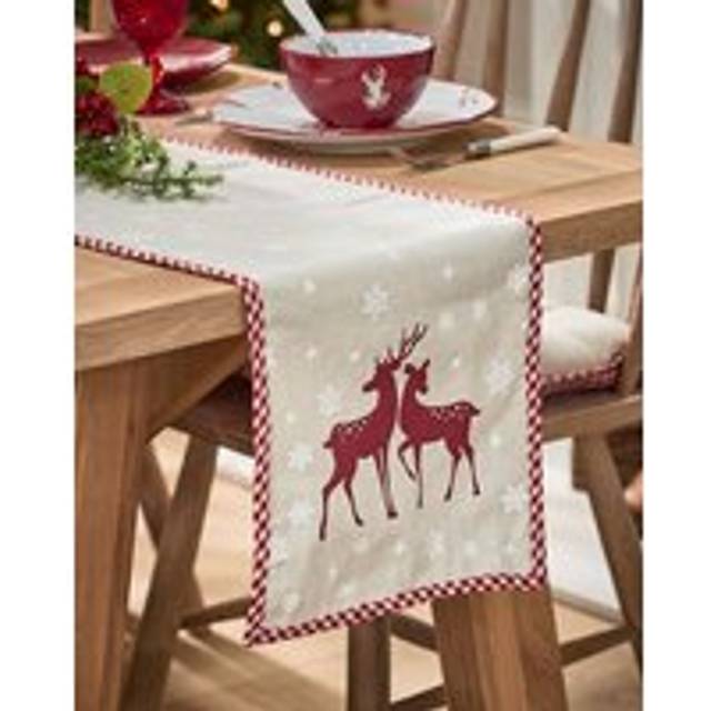 Woodland Deer Dining Table Runner Table Cloth 180cm - Grey - Large