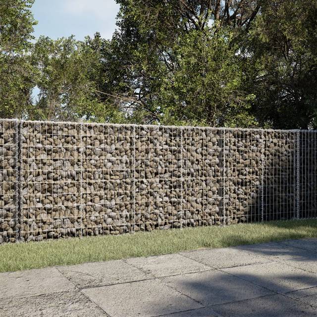 vidaXL Gabion Basket with Cover 300x100x100 cm Galvanised Iron - Silver