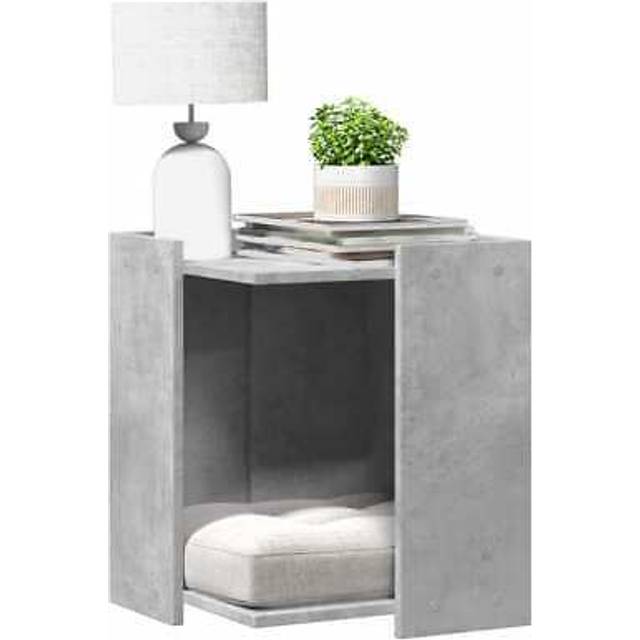 vidaXL Cat Litter Box Enclosure Concrete Grey 42x42x51 cm Engineered Wood
