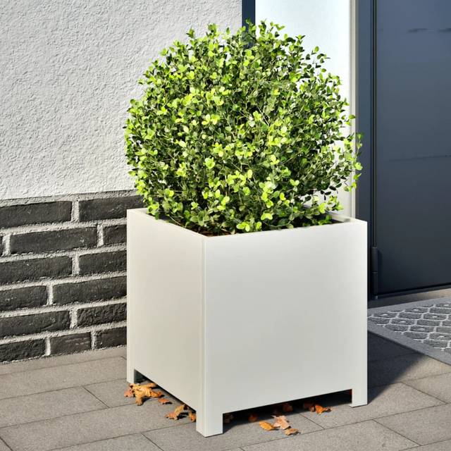 Garden Planters 2 pcs White 40x40x40 cm Steel Vidaxl