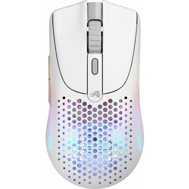 Glorious Model O 2 Mini Wireless trådlös gamingmus - 57 g, upp till 210 h batteri, dubbel trådlös 2,4 GHz-anslutning/Bluetooth 5.2, optisk 26K-sensor, 80 mn klick, 6 knappar, för fps - Vit