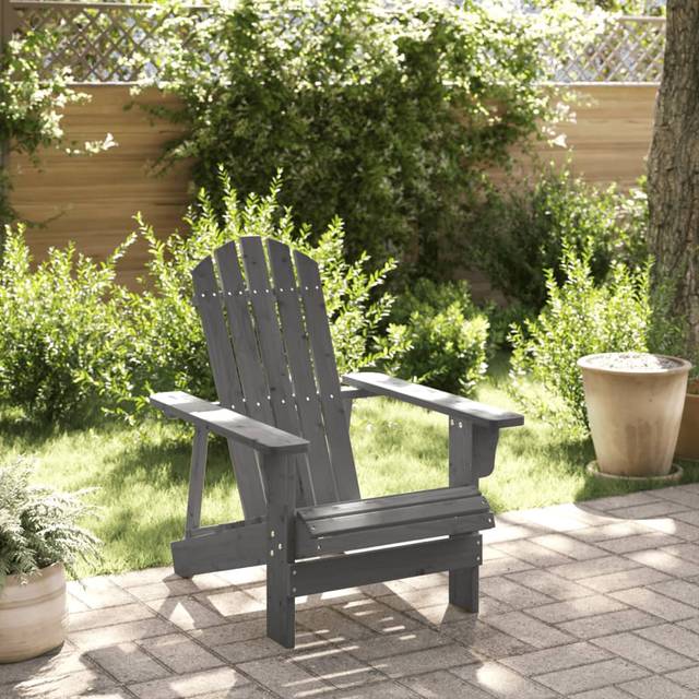 vidaXL Adirondack Chair Grey 69x85x90.5 cm Solid Wood Fir