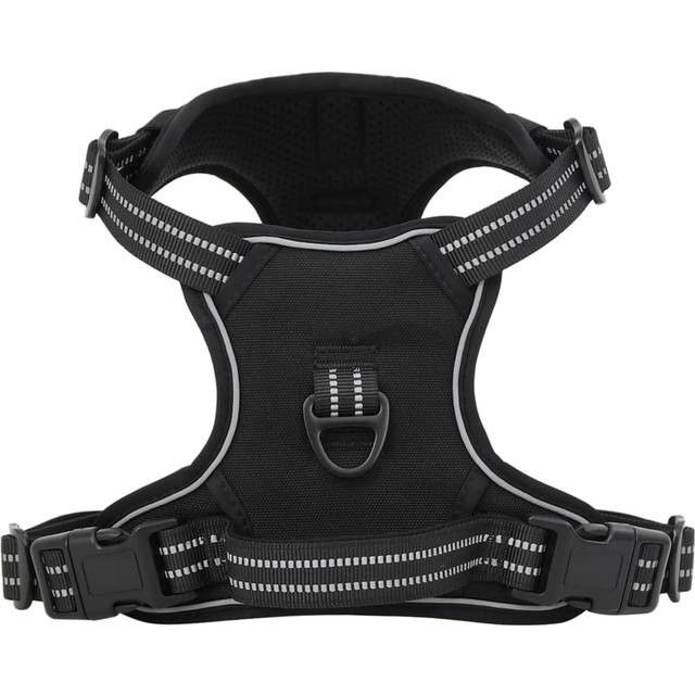 vidaXL Dog Harness with Lead & Collar Adjustable Black XL
