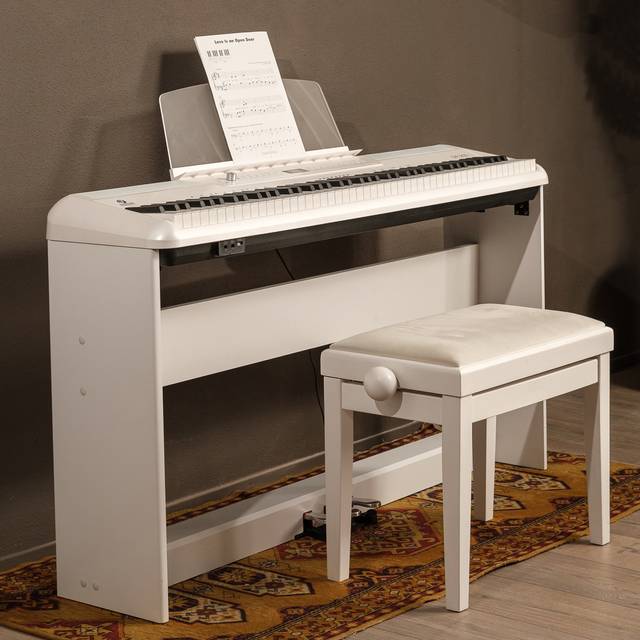 Fazley DP-250-WH Digital Piano with Stand and Bench (White)