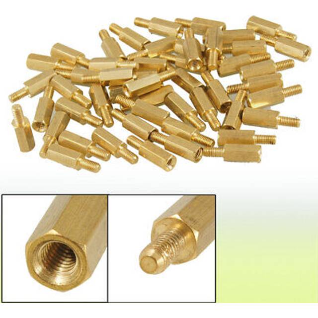 50 Pcs Brass Screw Standoffs Hexagonal Spacers M3 Male X M3 Female 10mm Length