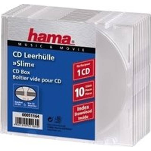Hama Slim CD Jewel Case, pack of 10, transparent