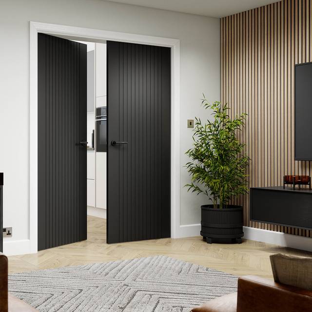 JB Kind Aria Black Internal Door (Size: 1981 x 686mm, Thickness: 35mm, Fire Door: No)