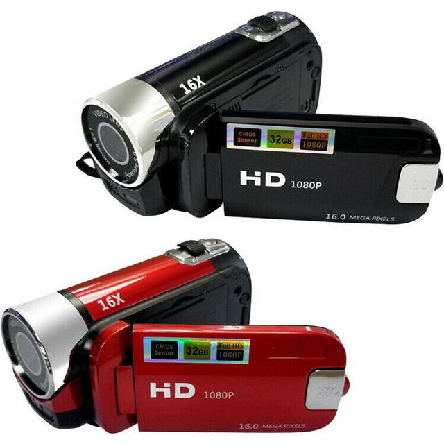 (Black & UK Plug) HD 1080p Digital Video Camera Camcorder 32GB 16x Zoom Mini DV Kids Camcorder