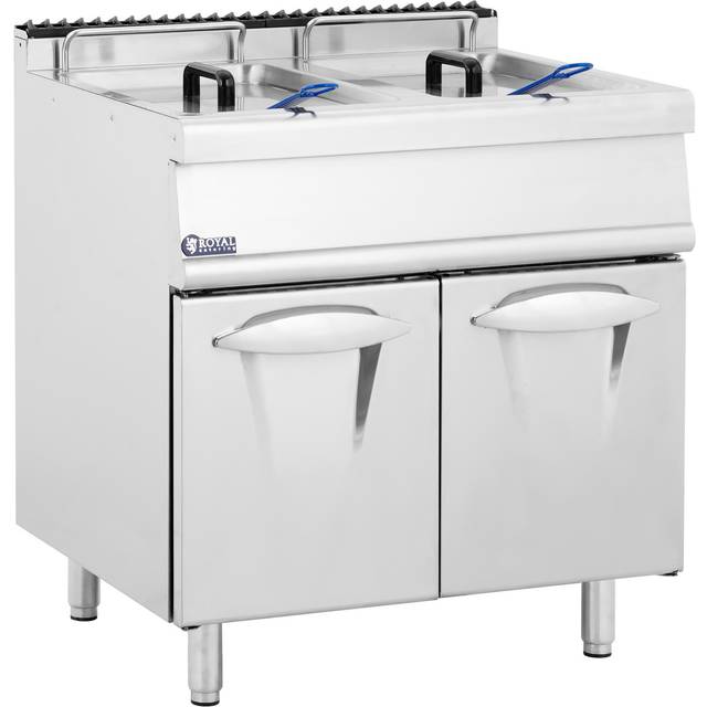 Double Deep Fryer - 30 kW - 120 - 200 °C - propane / LPG / natural gas - base cabinet - Royal Catering RCGF-80/700C20DB