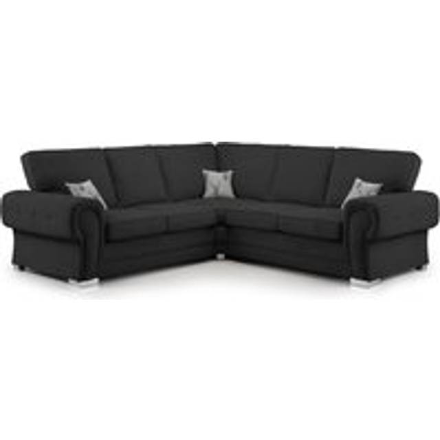Furnishings For Less UK Milan 5 Seater L Shaped Corner Sofa Full Back Chesterfield Arms Black 2 Corner 2 - One Size