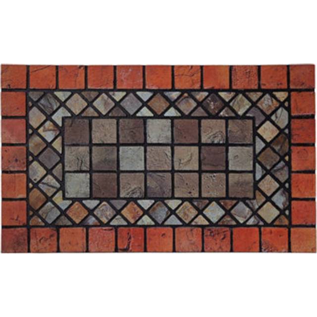 Eco-Friendly Elegant Tile Mat Barrier Doormat Red Border - Multi - 90cm x 60cm