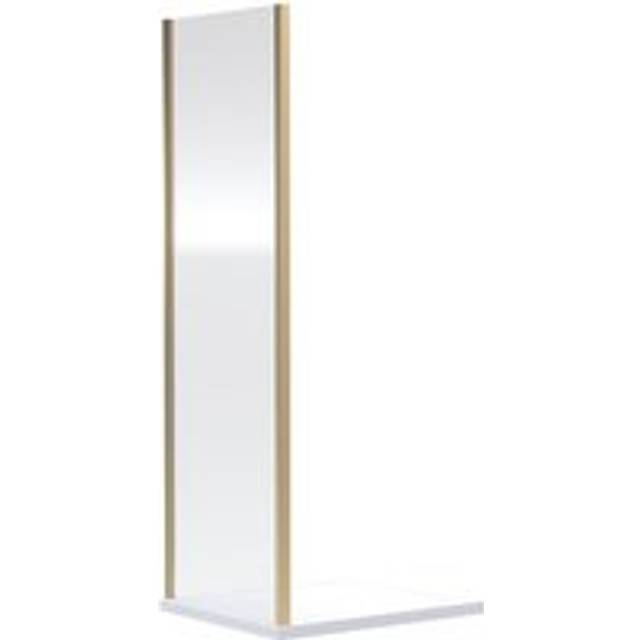 6mm Toughened Safety Glass Reversible Shower Side Panel - 900mm - Brushed Brass