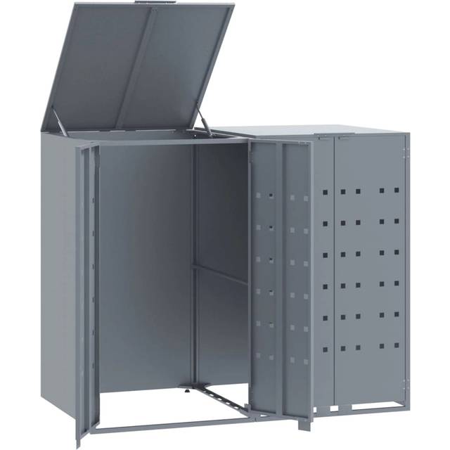vidaXL Wheelie Bin Storage for 2 Bins Grey 138x79x117 cm Steel
