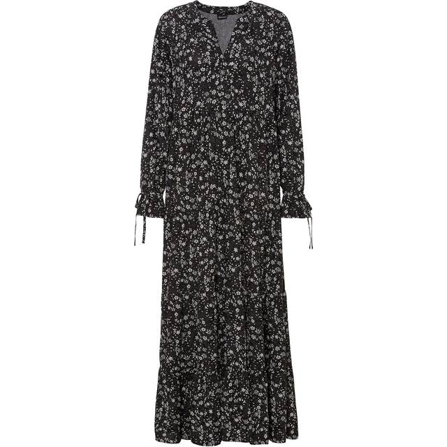 bonprix Printed Boho Maxi Dress - Black / White Print