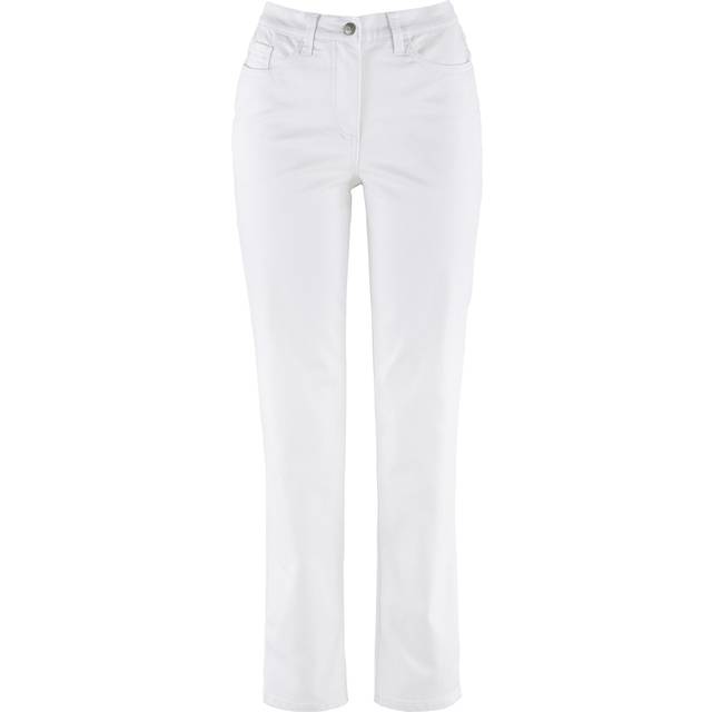 bonprix Cropped Cotton Trousers - White