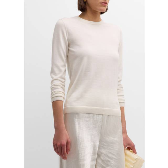 Cashmere Jersey Crewneck Sweater - CREAM - X-Small