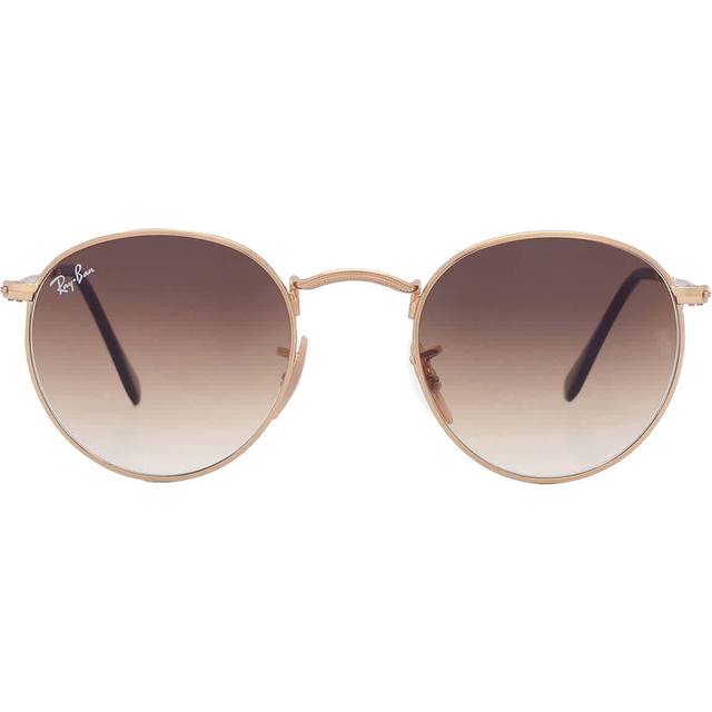 Ray Ban Round Metal Brown Gradient Unisex Sunglasses RB3447 001/51 47 - Gold Tone (OS)