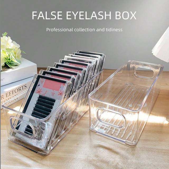 SHEIN 1pc Grafted Eyelash Storage Box, Desktop Organizer, Multi-Functional Eyelash Storage Display Box, Transparent Visible Eyelash Storage Eyelash Storage