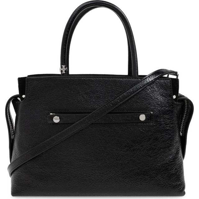 Tory Burch, Handbags, female, Black, ONE SIZE, Black Leather Shoulder Bag Rivet Detailing