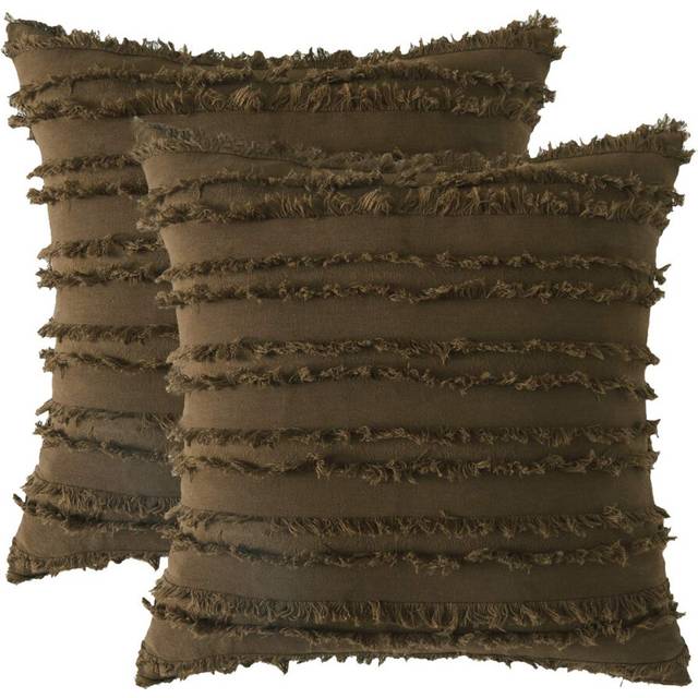 GIGIZAZA Decorative Throw Pillow Covers 20x20 Chocolate Brown Square Couch Pillow Covers Cotton Sofa Boho Cushion Pillows